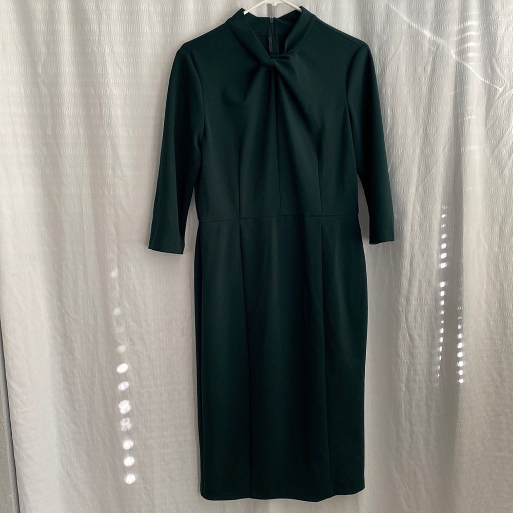 Donna Morgan Crepe Sheath Evergreen Midi Dress Size 12